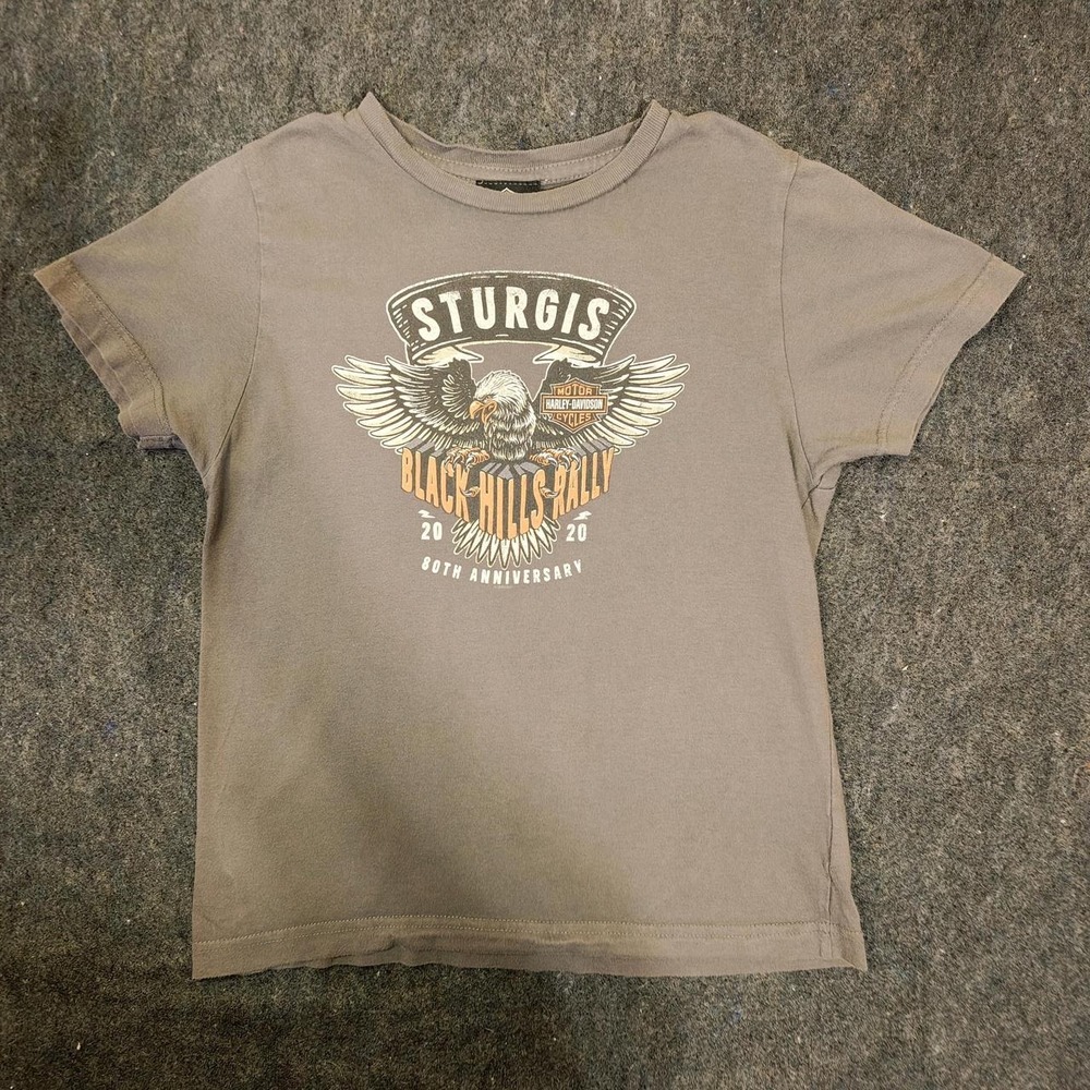 Harley Davidson Sturgis Black Hills Rally 80th Anniversary Kids Tee Grey Youth M